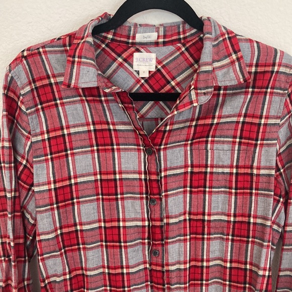 J. Crew Red Plaid Flannel Boy Fit Button Down Shirt - Picture 3 of 6